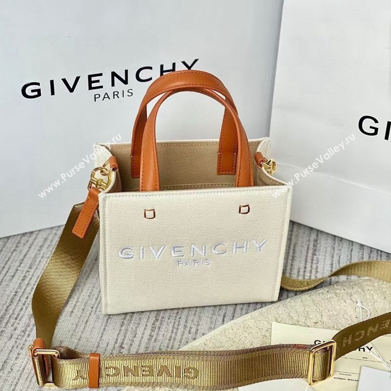 Givenchy Mini G-Tote shopping bag in canvas Beige/Brown 2025 (YY-250408016)
