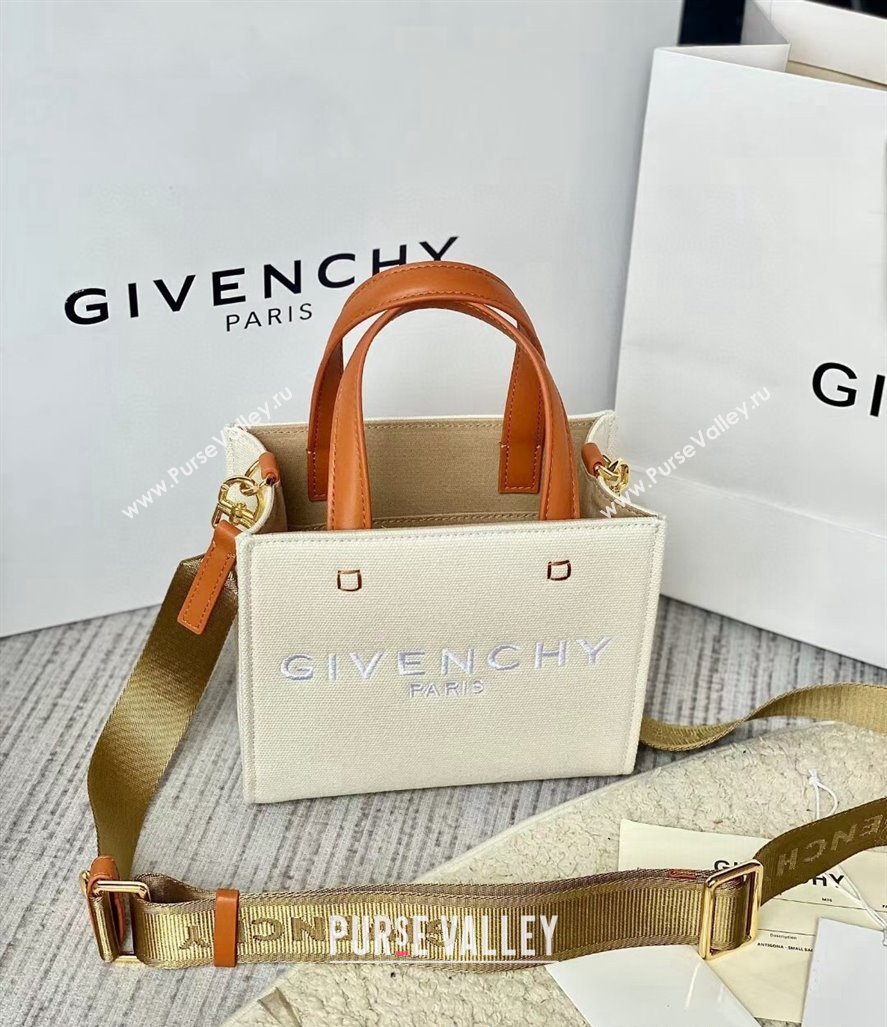 Givenchy Mini G-Tote shopping bag in canvas Beige/Brown 2025 (YY-250408016)