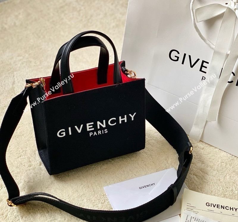Givenchy Mini G-Tote shopping bag in canvas Black/Red 2025 (YY-250408017)