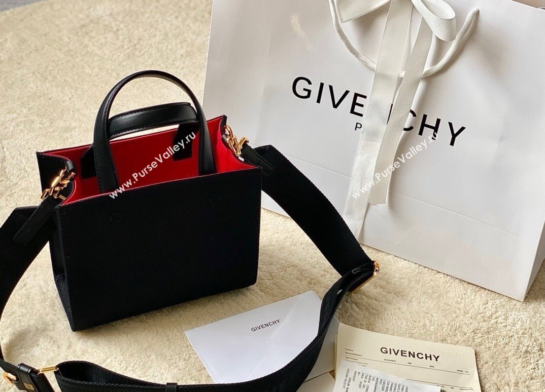Givenchy Mini G-Tote shopping bag in canvas Black/Red 2025 (YY-250408017)