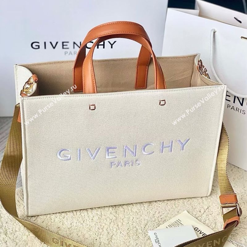 Givenchy Medium G-Tote shopping bag in canvas Beige/Brown 2025 (YY-250408019)