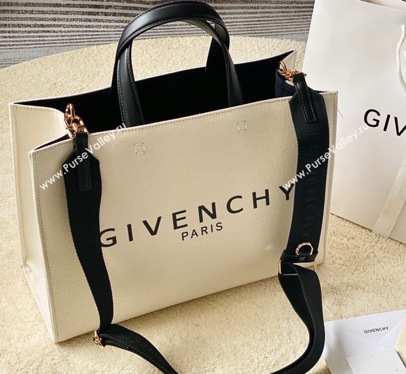 Givenchy Medium G-Tote shopping bag in canvas Beige/Black 2025 (YY-250408020)