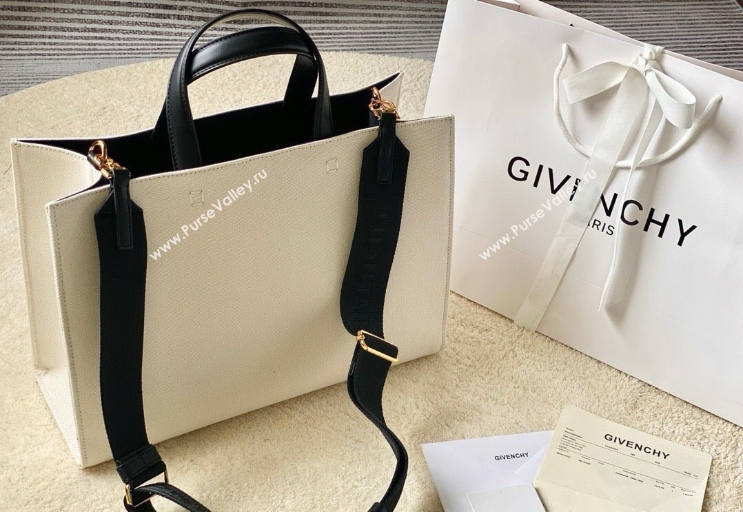 Givenchy Medium G-Tote shopping bag in canvas Beige/Black 2025 (YY-250408020)