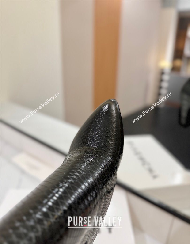 Givenchy Shark Lock Wedge Ankle Boots 8.5cm in Snakeskin Embossed Leather Black 2025 1210 (MD-251210018)