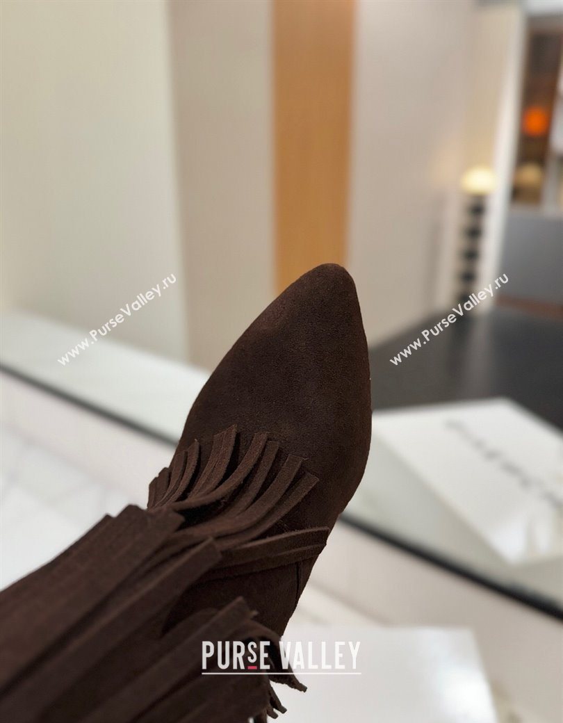 Givenchy Shark Lock Tassel Wedge Ankle Boots 8.5cm in Suede Dark Brown 2025 1210 (MD-251210002)