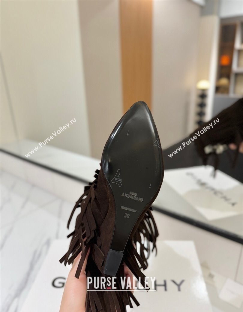 Givenchy Shark Lock Tassel Wedge Ankle Boots 8.5cm in Suede Dark Brown 2025 1210 (MD-251210002)