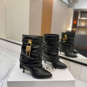 Givenchy Shark Lock Heel Ankle Boots 10.5cm in Calfskin Leather Black 2025 1210 (MD-251210028)