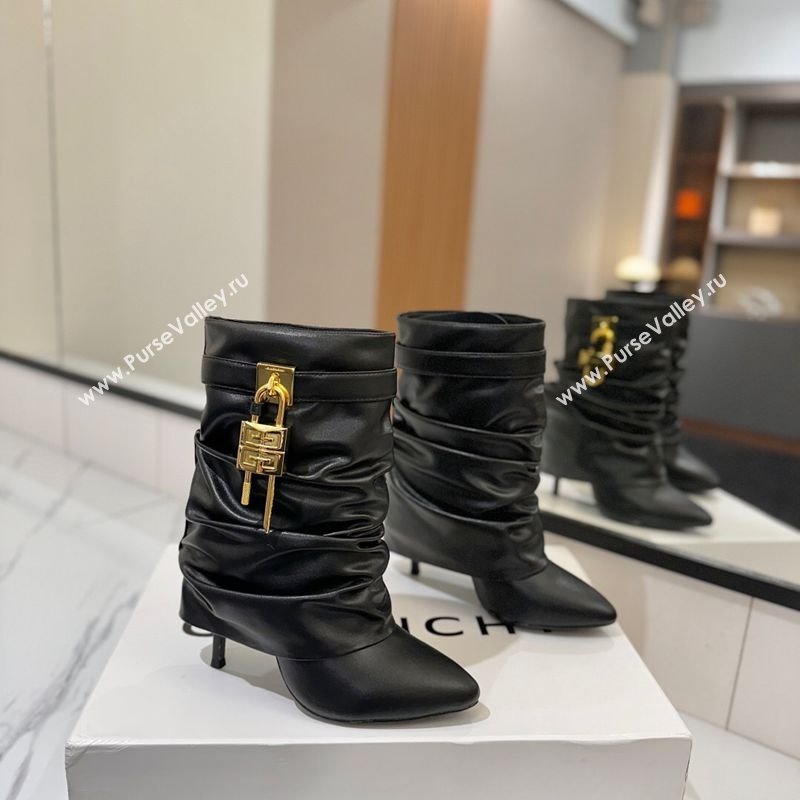Givenchy Shark Lock Heel Ankle Boots 10.5cm in Calfskin Leather Black 2025 1210 (MD-251210028)