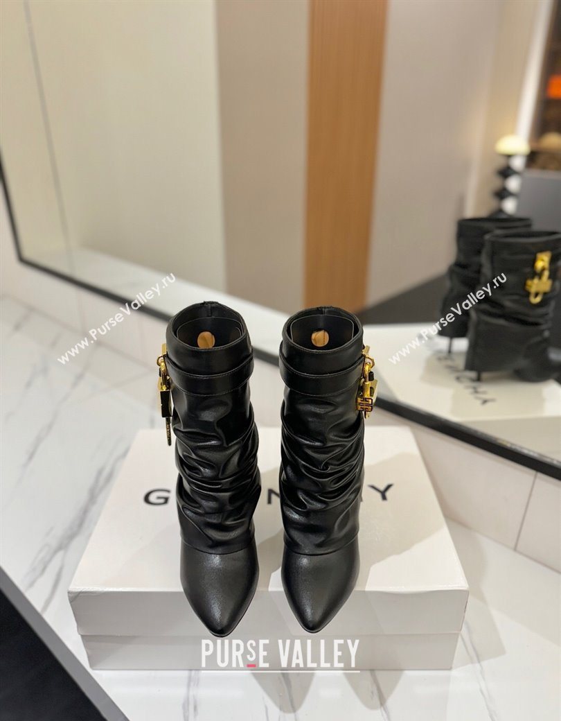 Givenchy Shark Lock Heel Ankle Boots 10.5cm in Calfskin Leather Black 2025 1210 (MD-251210028)