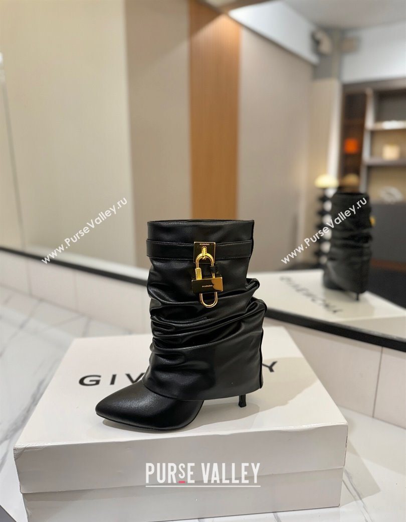 Givenchy Shark Lock Heel Ankle Boots 10.5cm in Calfskin Leather Black 2025 1210 (MD-251210028)