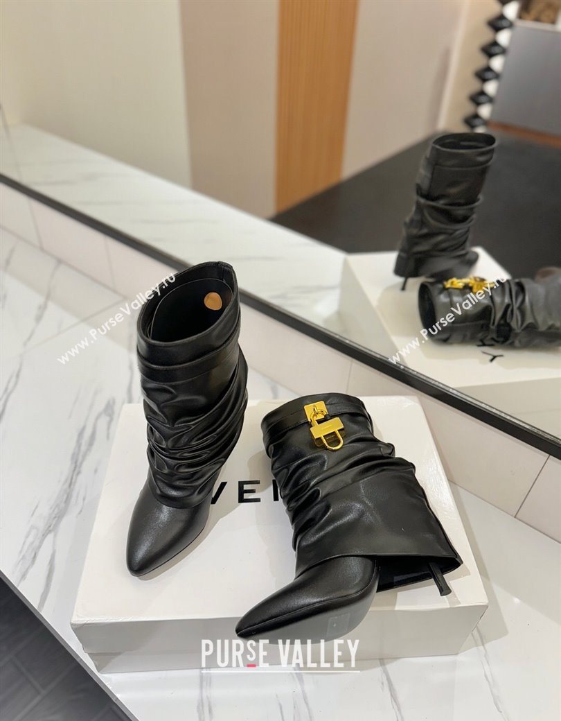Givenchy Shark Lock Heel Ankle Boots 10.5cm in Calfskin Leather Black 2025 1210 (MD-251210028)