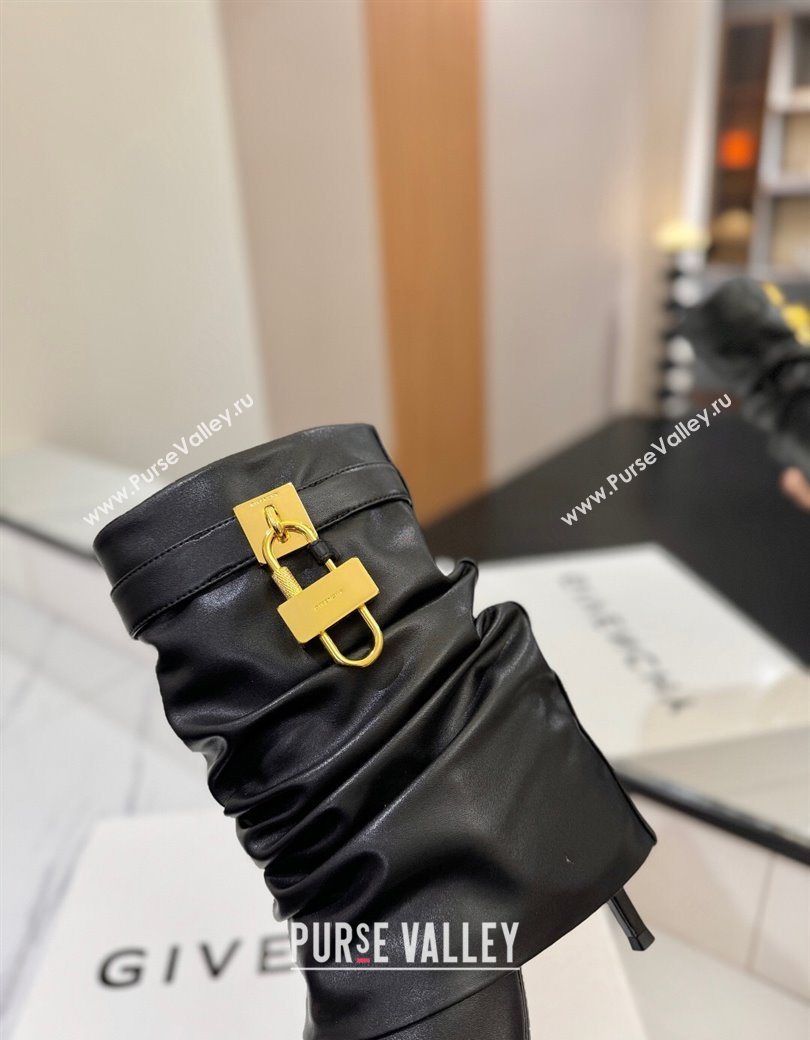 Givenchy Shark Lock Heel Ankle Boots 10.5cm in Calfskin Leather Black 2025 1210 (MD-251210028)