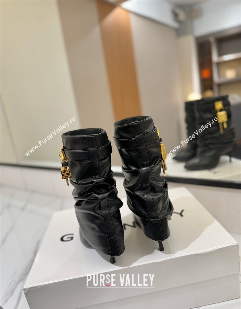 Givenchy Shark Lock Heel Ankle Boots 10.5cm in Calfskin Leather Black 2025 1210 (MD-251210028)