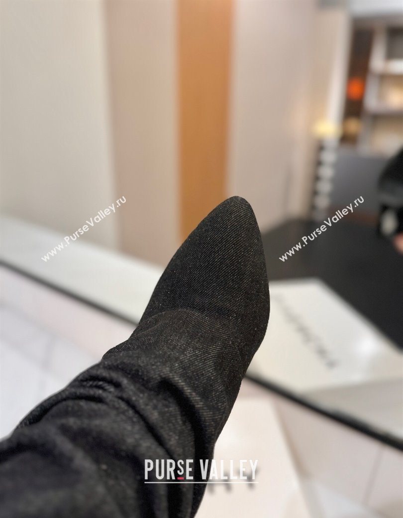 Givenchy Shark Lock Heel Ankle Boots 10.5cm in Washed Denim Black 2025 1210 (MD-251210035)