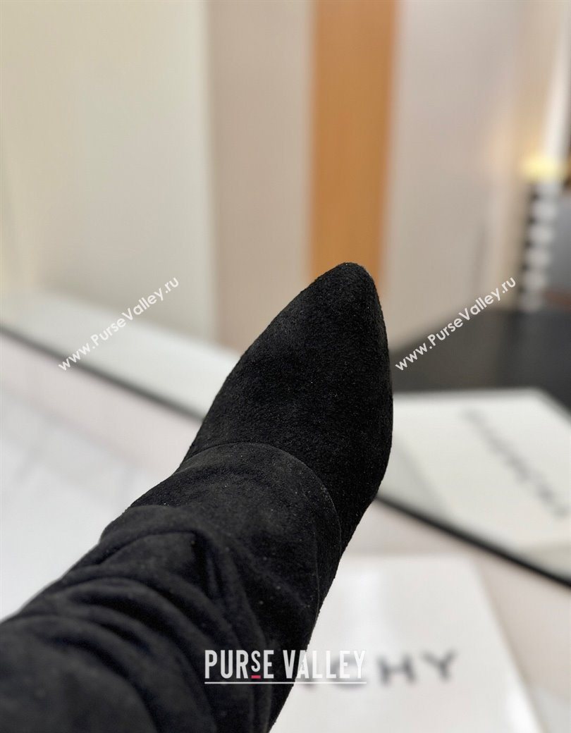 Givenchy Shark Lock Heel Ankle Boots 10.5cm in Suede Black 2025 1210 (MD-251210038)