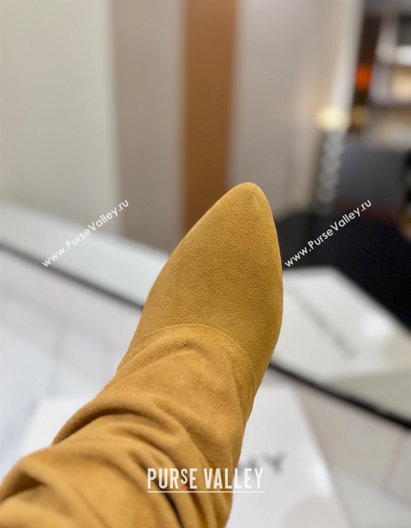 Givenchy Shark Lock Heel Ankle Boots 10.5cm in Suede Yellow 2025 1210 (MD-251210039)