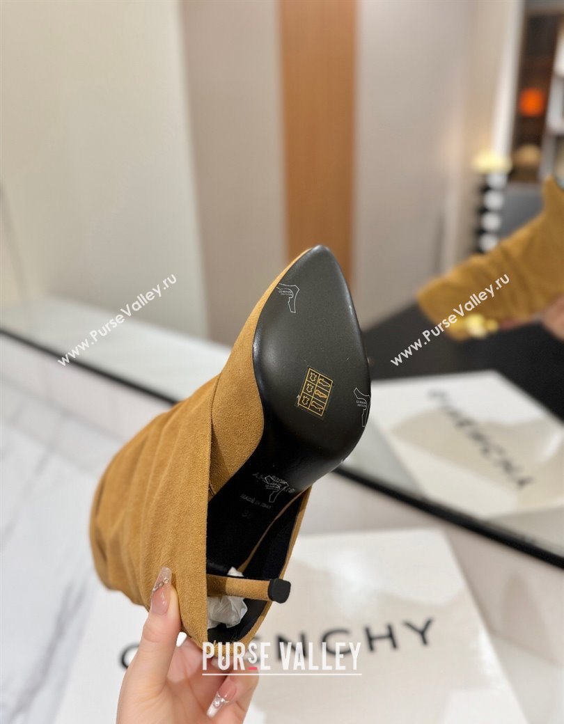 Givenchy Shark Lock Heel Ankle Boots 10.5cm in Suede Yellow 2025 1210 (MD-251210039)