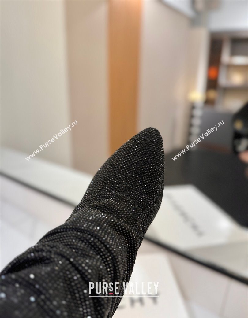 Givenchy Shark Lock Heel Ankle Boots 10.5cm in Strass Allover Black2 2025 1210 (MD-251210041)