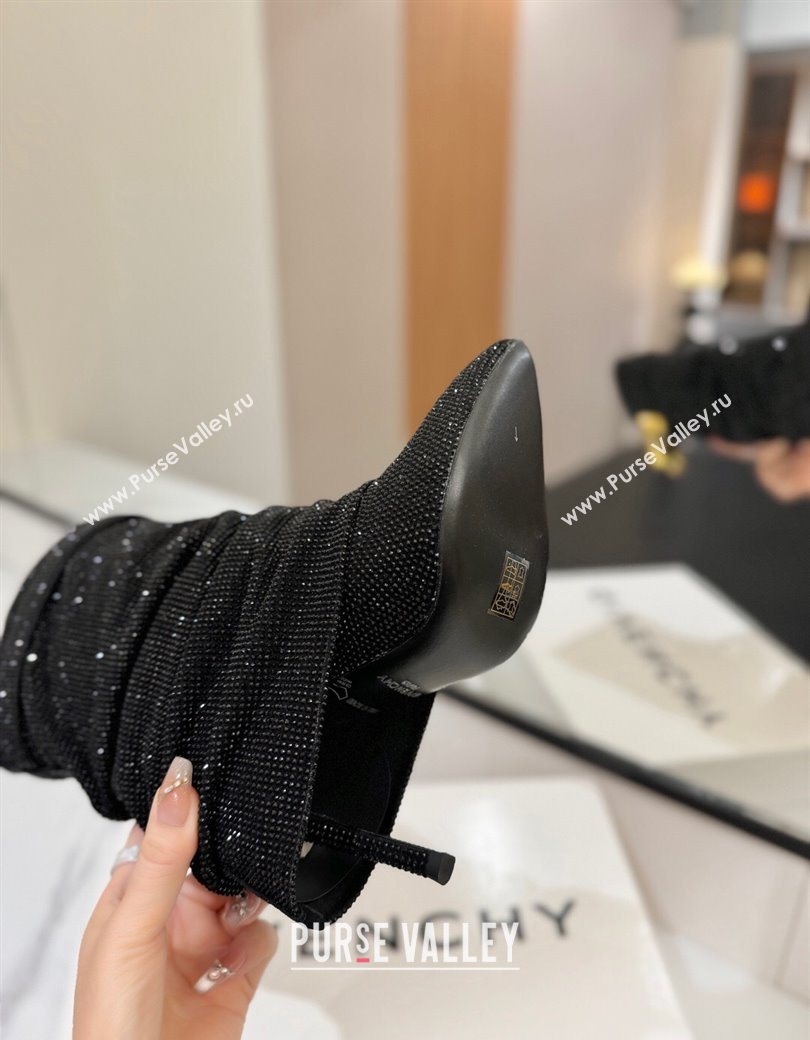 Givenchy Shark Lock Heel Ankle Boots 10.5cm in Strass Allover Black2 2025 1210 (MD-251210041)