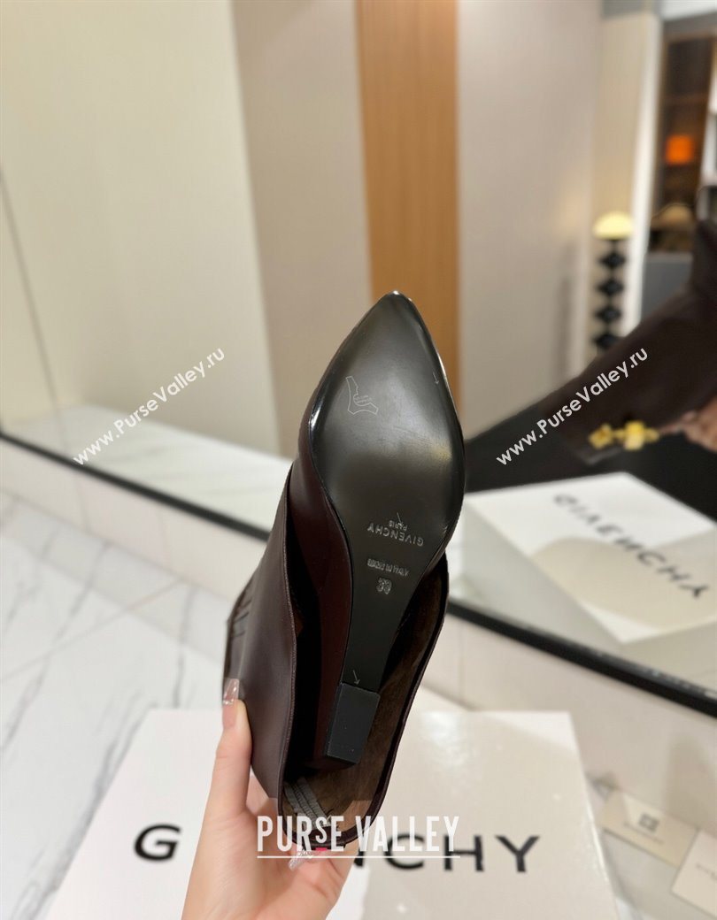 Givenchy Shark Lock Wedge Ankle Boots 8.5cm in Calfskin Leather Coffee Brown 2025 1210 (MD-251210007)