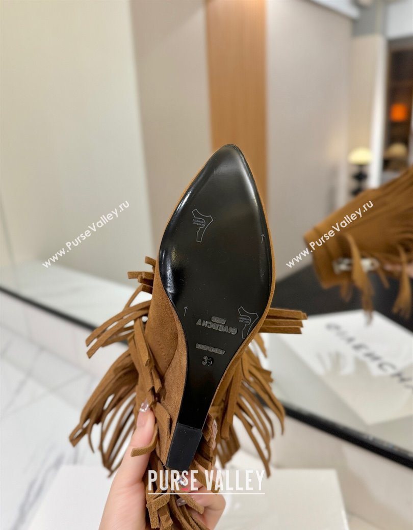 Givenchy Shark Lock Tassel Wedge Ankle Boots 8.5cm in Suede Light Brown 2025 1210 (MD-251210001)