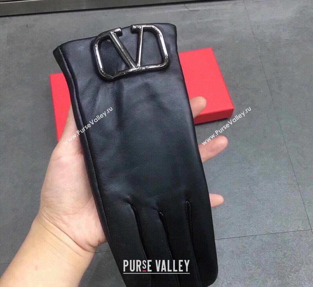 Valentino Lambskin Gloves All Black 2023 1019 (A-231019068)