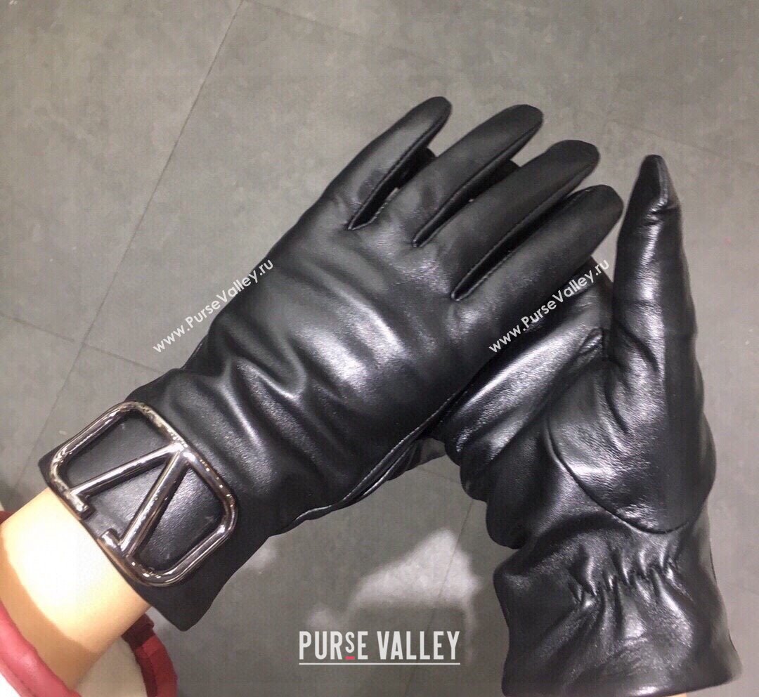 Valentino Lambskin Gloves All Black 2023 1019 (A-231019068)