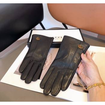 Gucci Lambskin and Cashmere Gloves with GG Black 2024 1023 (A-241023106)