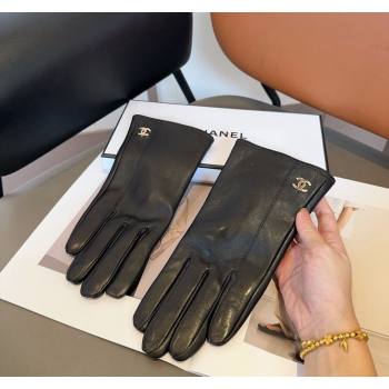 Chanel Lambskin and Cashmere Gloves with Metal-Tone CC Black 2024 1023 (A-241023107)