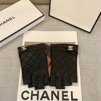 Chanel Quilted leather Half Gloves L Black 2024 (A-241023111)