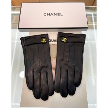 Chanel Lambskin Gloves with CC Strap Black 2024 1023 (A-241023114)