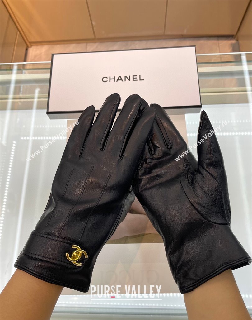 Chanel Lambskin Gloves with CC Strap Black 2024 1023 (A-241023114)