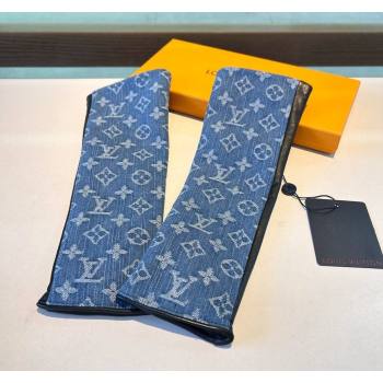 Louis Vuitton Denim Fingerless Long Gloves Blue2 2024 1023 (A-241023119)