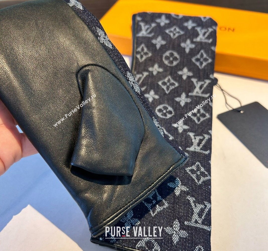 Louis Vuitton Denim Fingerless Long Gloves Deep Blue 2024 1023 (A-241023120)