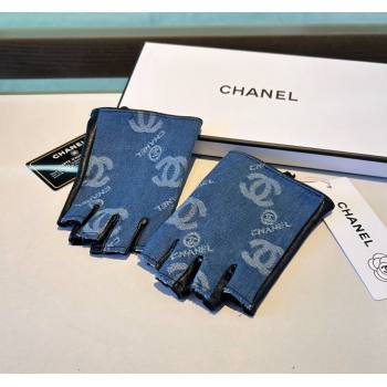 Chanel Denim and Leather Short Gloves Blue2 2024 1023 (A-241023129)