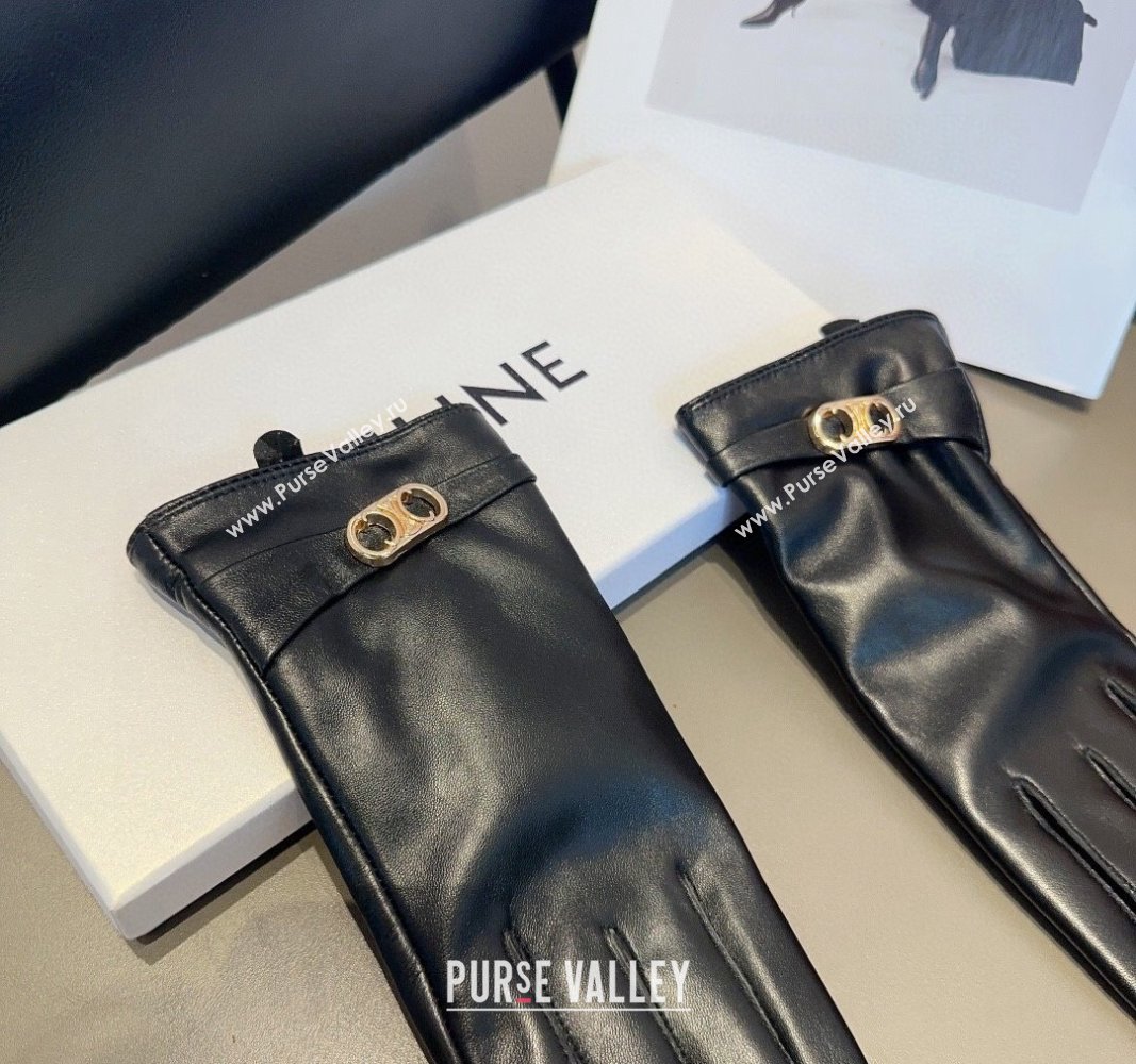 Celine Lambskin Gloves with Logo Black 2024 1022 (MAO-241023144)