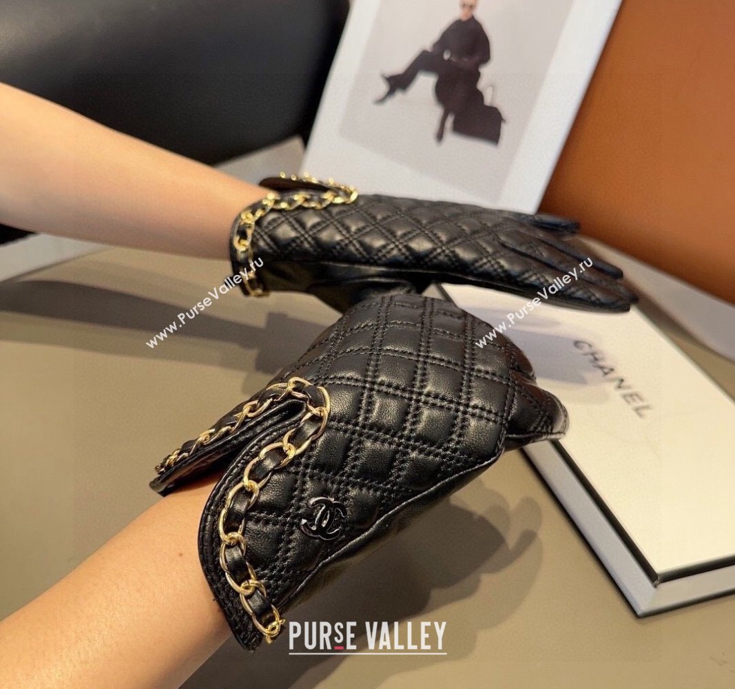 Chanel Quilted Lambskin Gloves with Chain 2024 1022 (MAO-241023145)