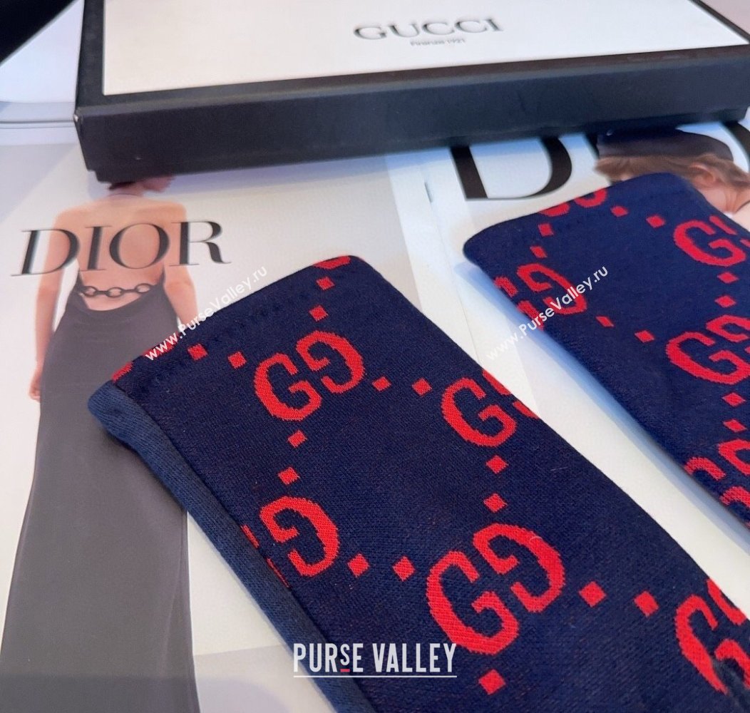 Gucci Maxi CC Gloves Navy Blue 2024 1129 (A-241129063)