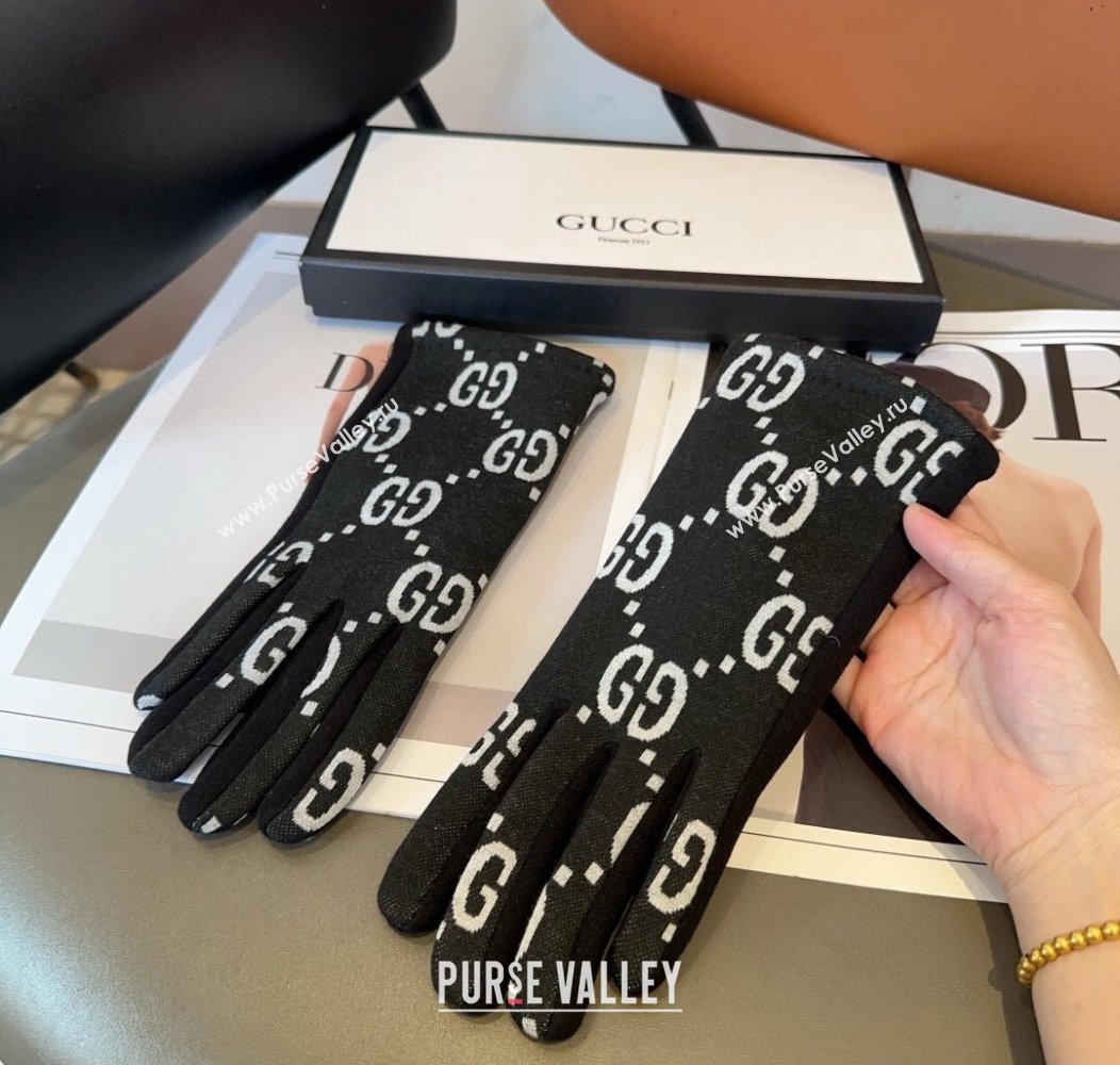 Gucci Maxi CC Gloves Black 2024 1129 (A-241129064)