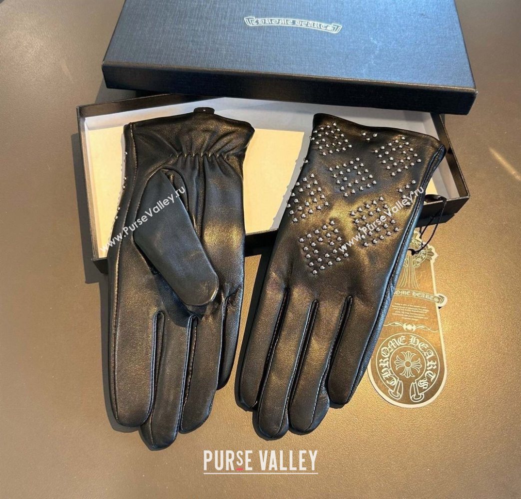 Chrome Hearts Lambskin and Cashmere Gloves with Studs Black 2025 1111 (XMN-251112070)
