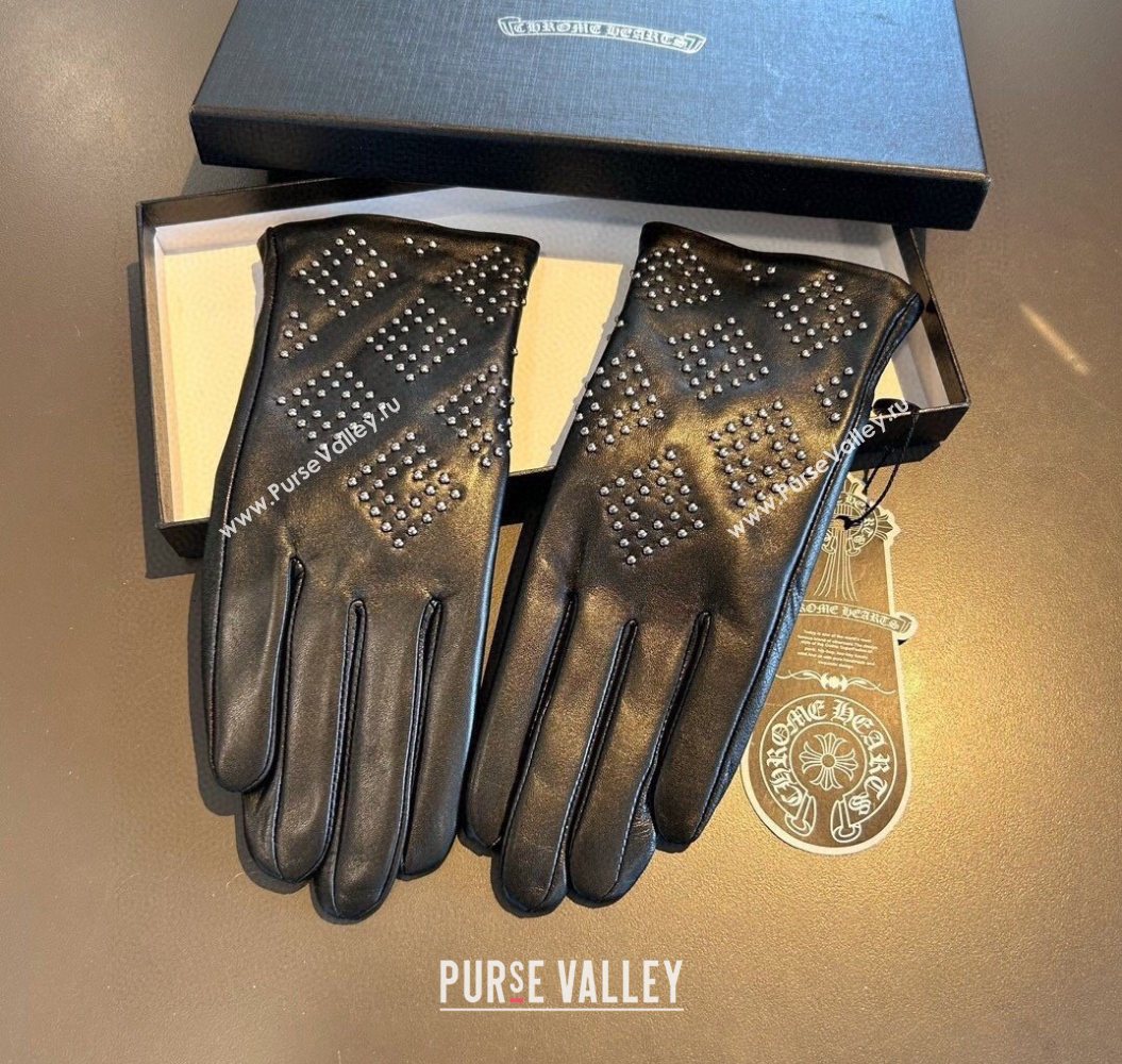 Chrome Hearts Lambskin and Cashmere Gloves with Studs Black 2025 1111 (XMN-251112070)