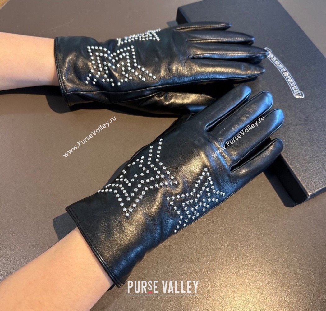 Chrome Hearts Lambskin and Cashmere Gloves with Star Black 2025 1111 (XMN-251112071)