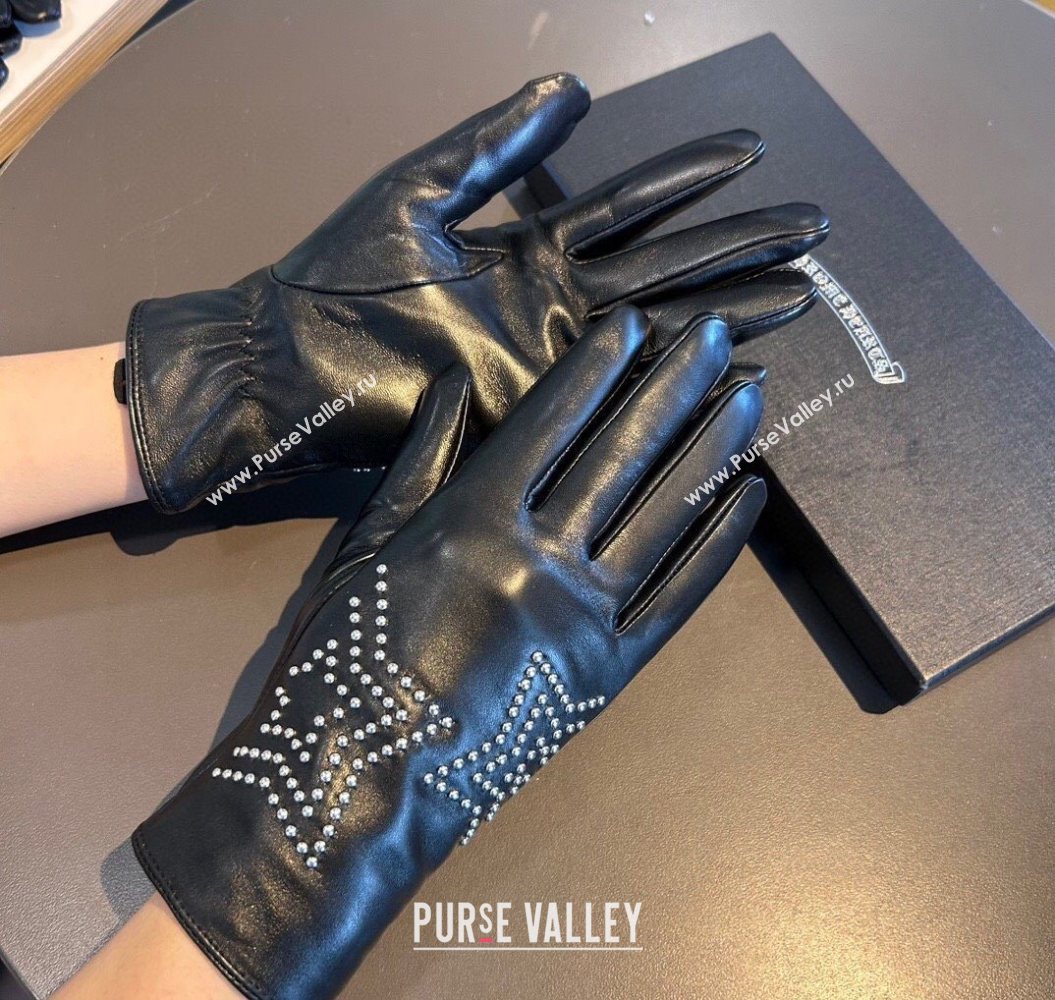 Chrome Hearts Lambskin and Cashmere Gloves with Star Black 2025 1111 (XMN-251112071)