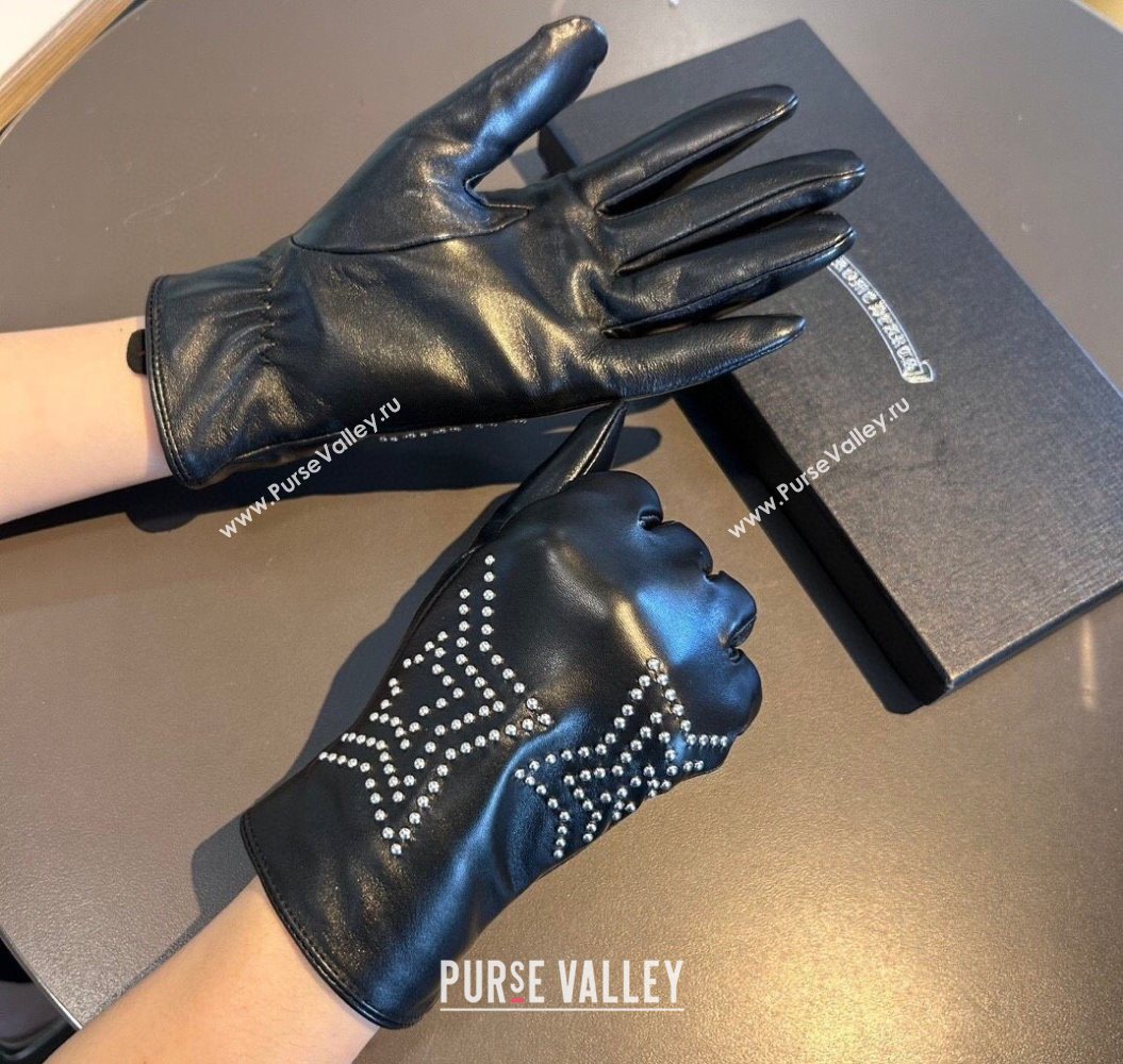 Chrome Hearts Lambskin and Cashmere Gloves with Star Black 2025 1111 (XMN-251112071)