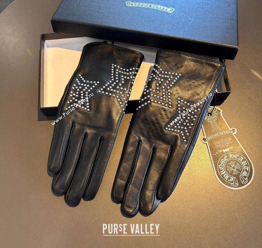 Chrome Hearts Lambskin and Cashmere Gloves with Star Black 2025 1111 (XMN-251112071)