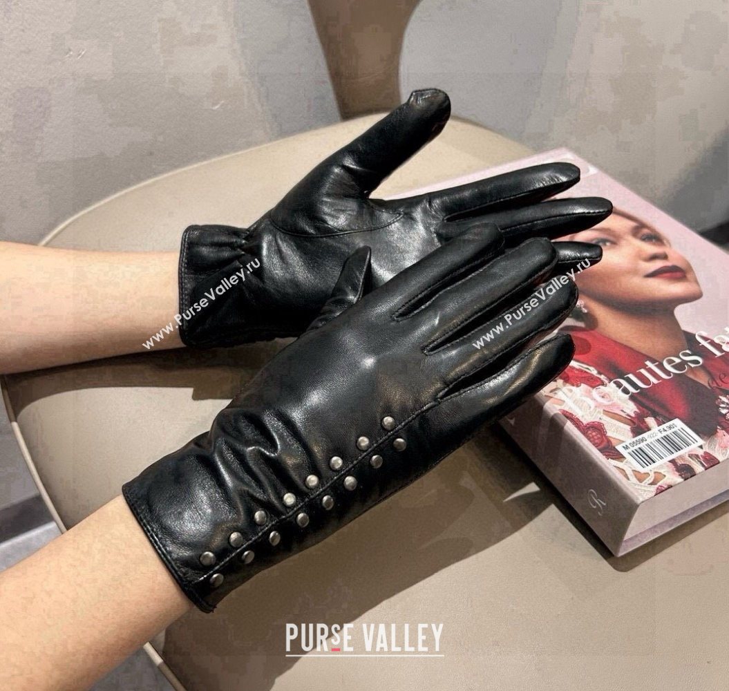 Chrome Hearts Lambskin and Cashmere Gloves with Studs Black 2025 1110 (XMN-251112072)