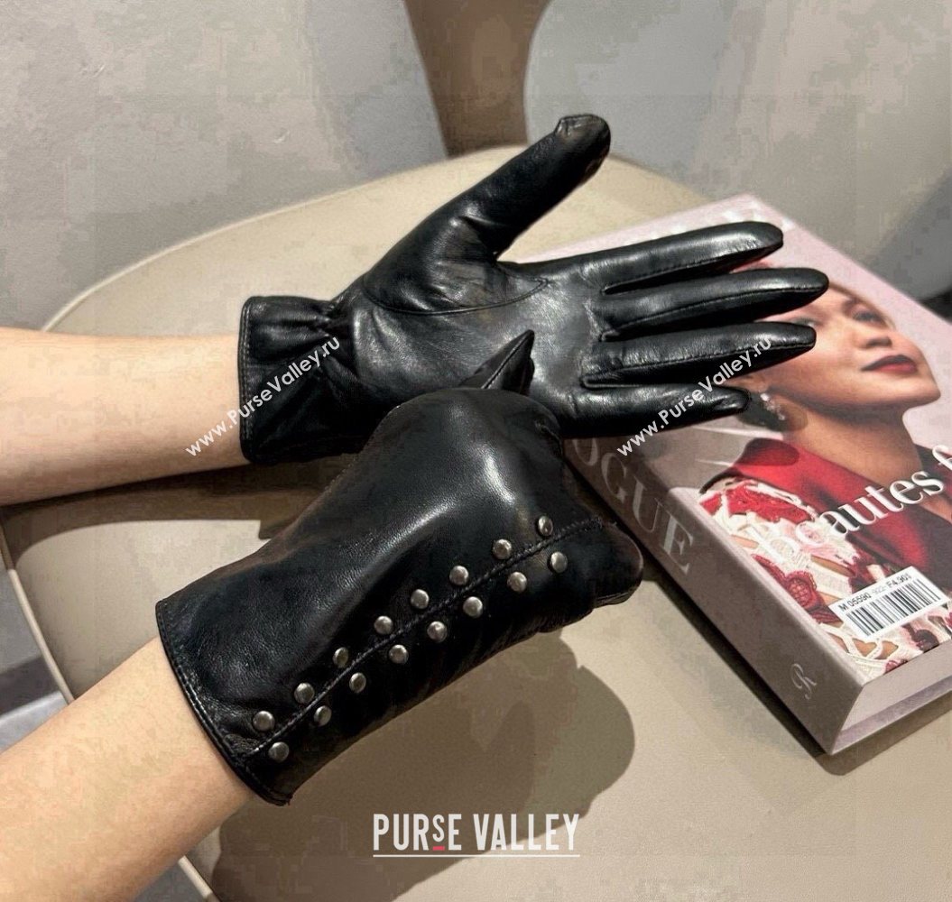 Chrome Hearts Lambskin and Cashmere Gloves with Studs Black 2025 1110 (XMN-251112072)