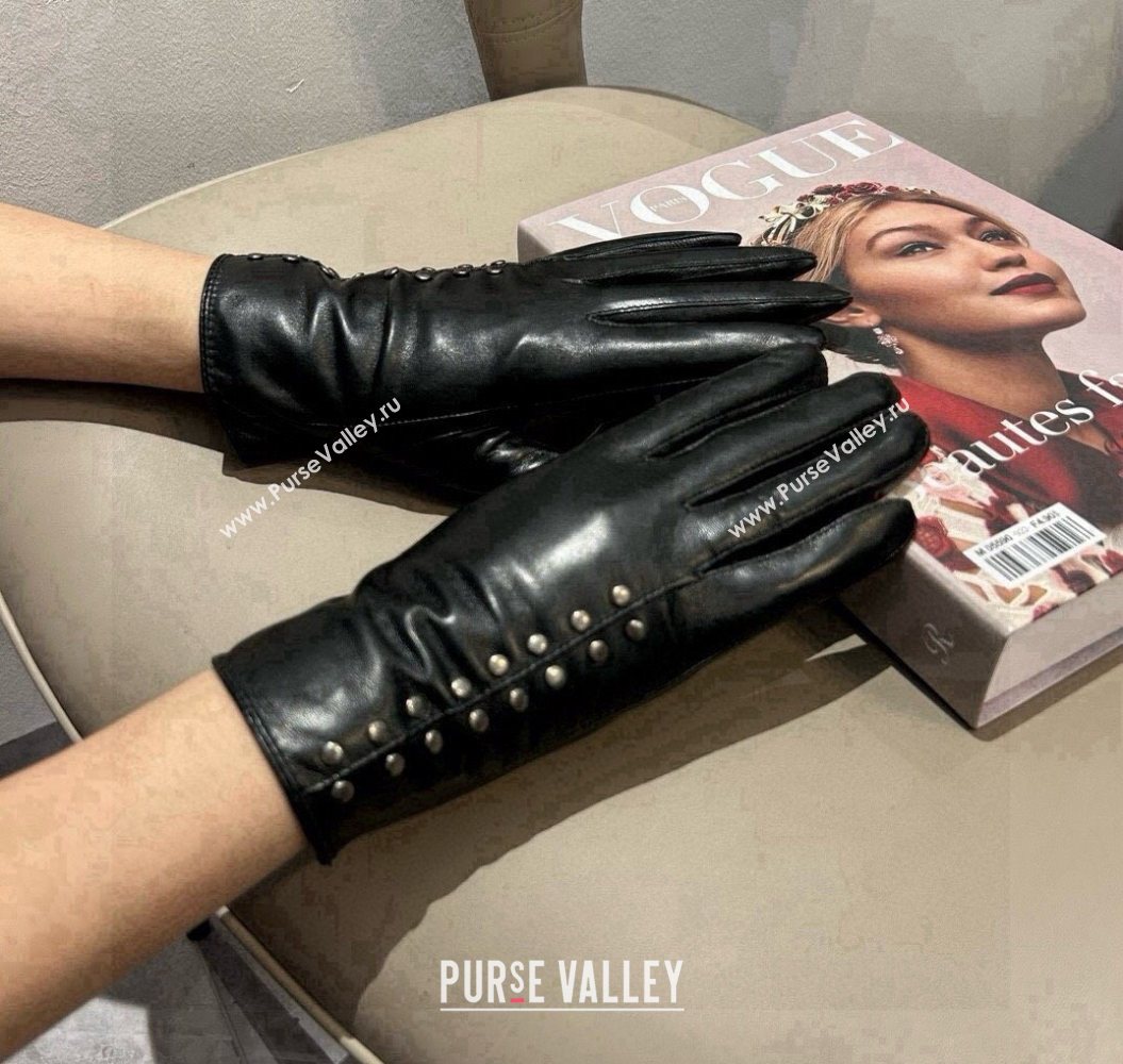 Chrome Hearts Lambskin and Cashmere Gloves with Studs Black 2025 1110 (XMN-251112072)