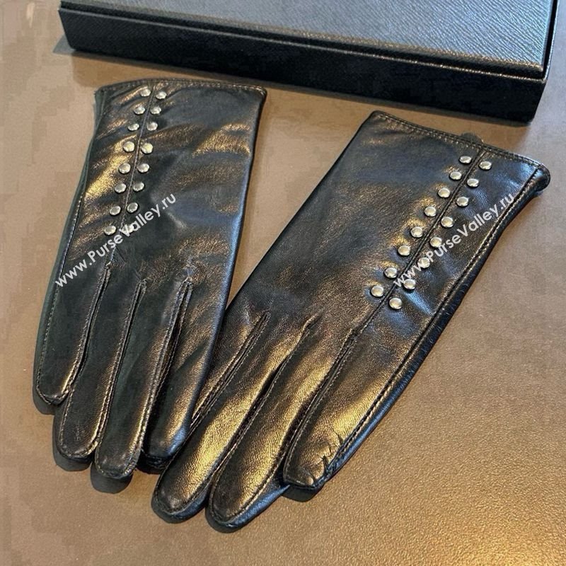 Chrome Hearts Lambskin and Cashmere Gloves with Studs Black 2025 1110 (XMN-251112072)