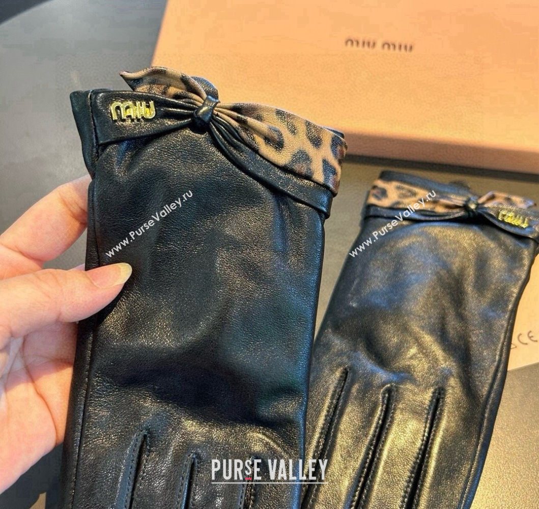Miu Miu Lambskin and Cashmere Gloves with Print Black 2025 1111 (SHI-251112073)